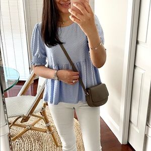W5 Swiss Dot Peplum Top
